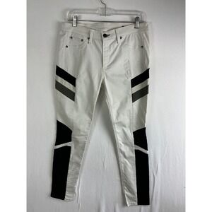Rag & Bone Jeans Women's 30 White‎ Moto Black Stripe Detail